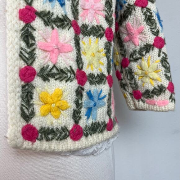 Vintage 50s / 60s Gene Shelly Wool‎ Knit Cardigan Sweater // Size Medium - Picture 6 of 9